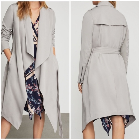 BCBG Layla Draped Front Coat Soft Gray - Picture 1 of 9